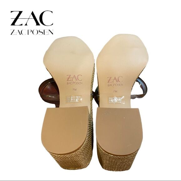 New ZAC Zac Posen Saint Cashew Slide Block Heel Sandals 7 - Picture 5 of 5